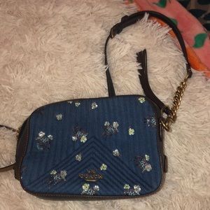 Coach camera bag in denim floral bow